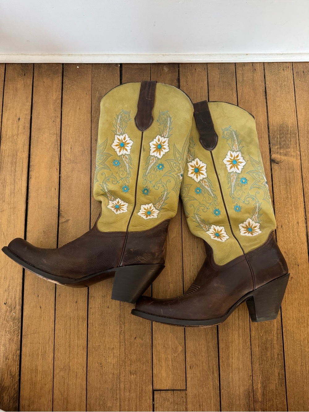 Double H Sonora Buckaroo Boho Floral Embroidered Suede Western Cowboy Boots - Picture 6 of 11